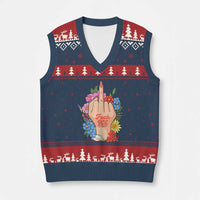Floral Middle Finger F Ice V-Neck Knit Sweater Vest