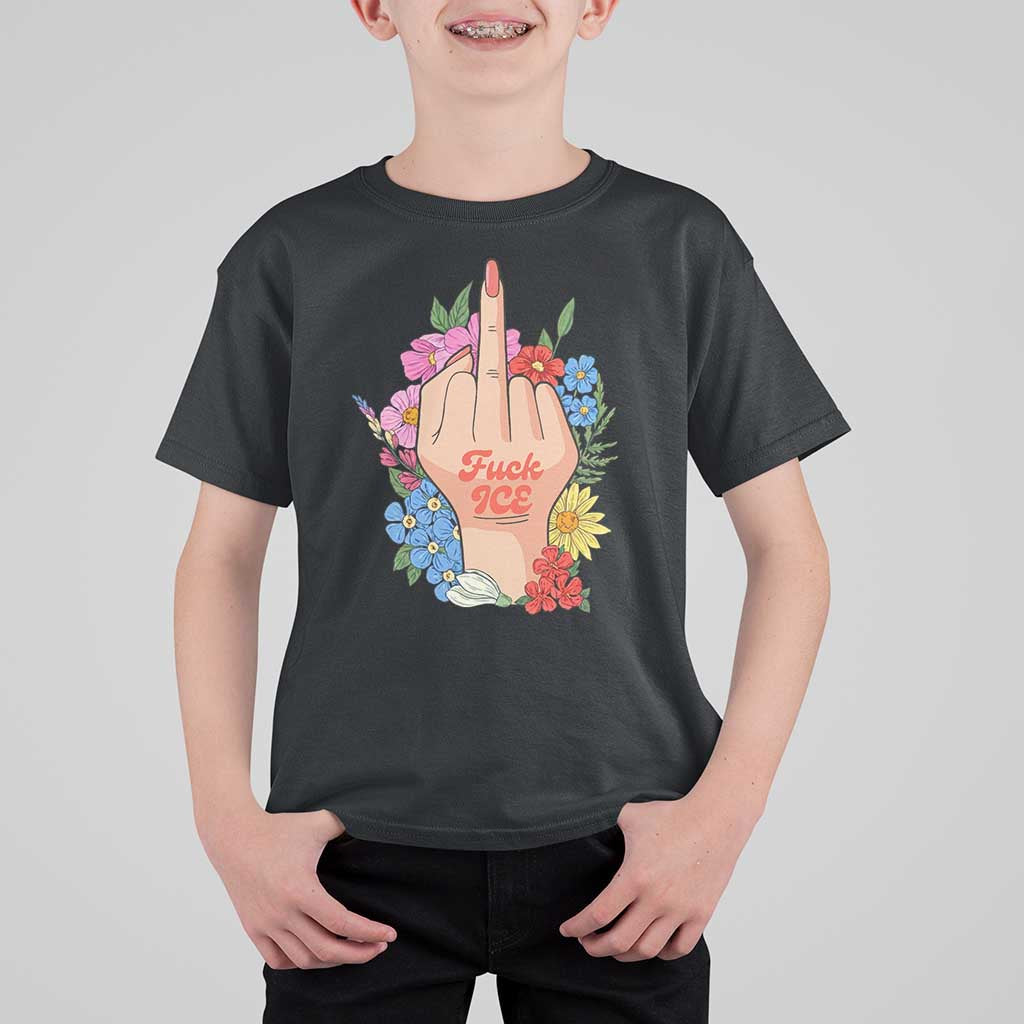 Floral Middle Finger F Ice T Shirt For Kid