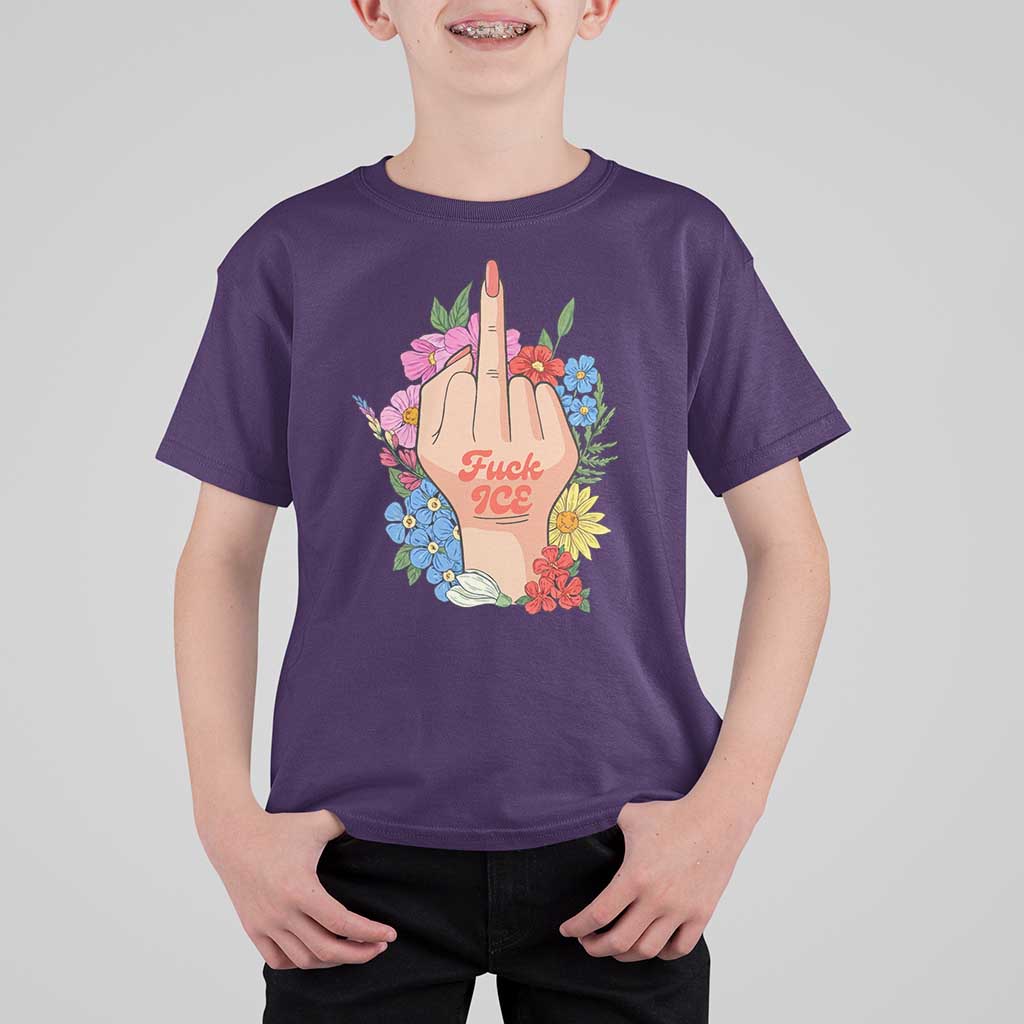 Floral Middle Finger F Ice T Shirt For Kid