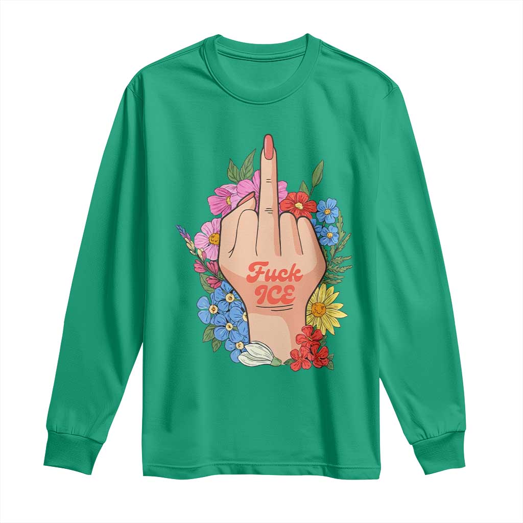 Floral Middle Finger F Ice Long Sleeve Shirt