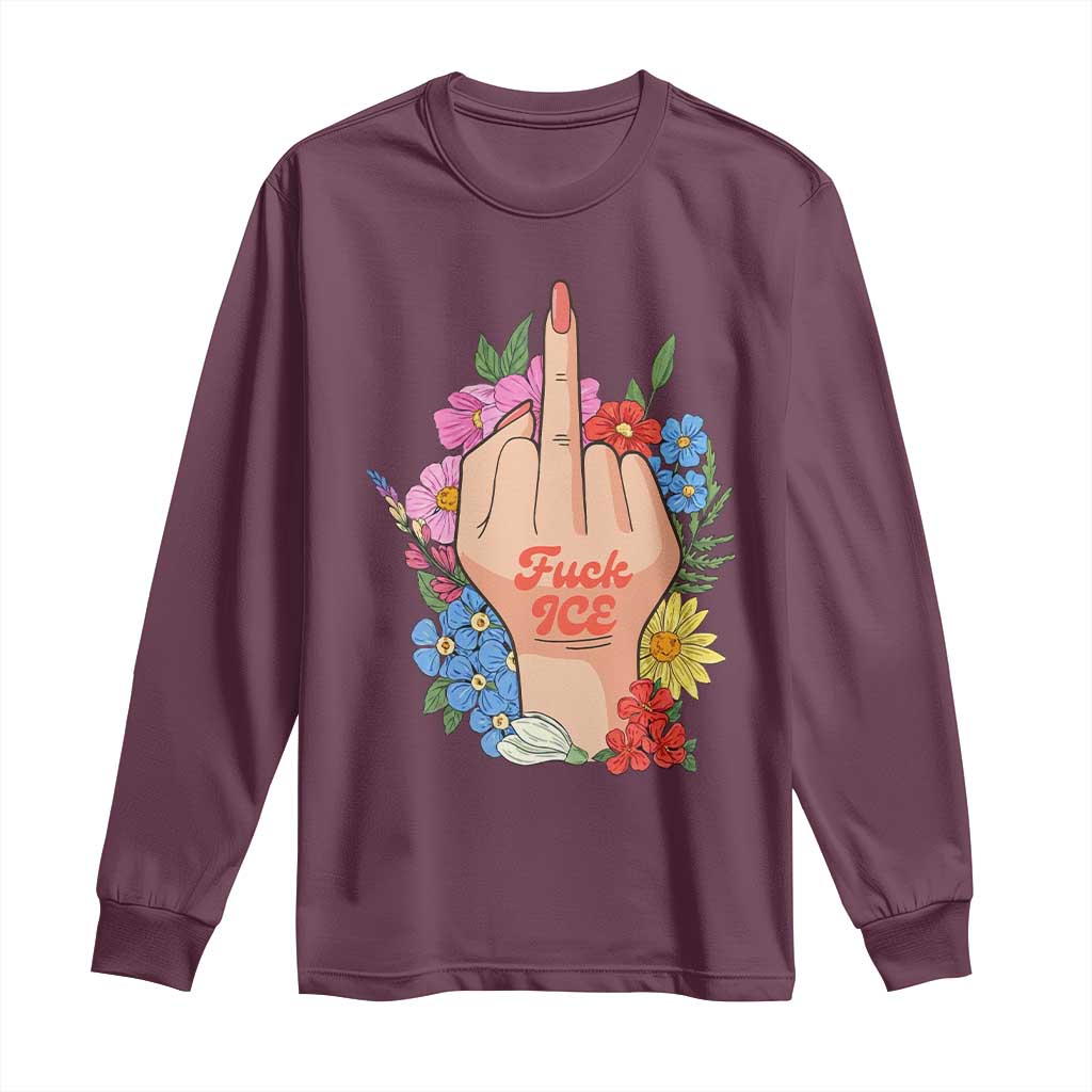 Floral Middle Finger F Ice Long Sleeve Shirt