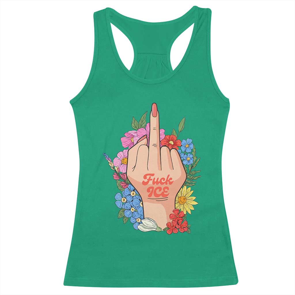 Floral Middle Finger F Ice Racerback Tank Top