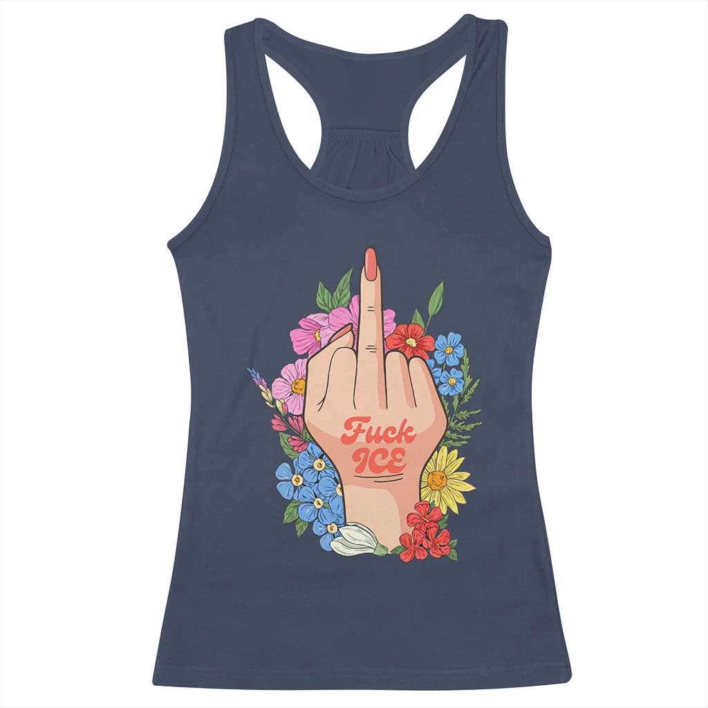Floral Middle Finger F Ice Racerback Tank Top