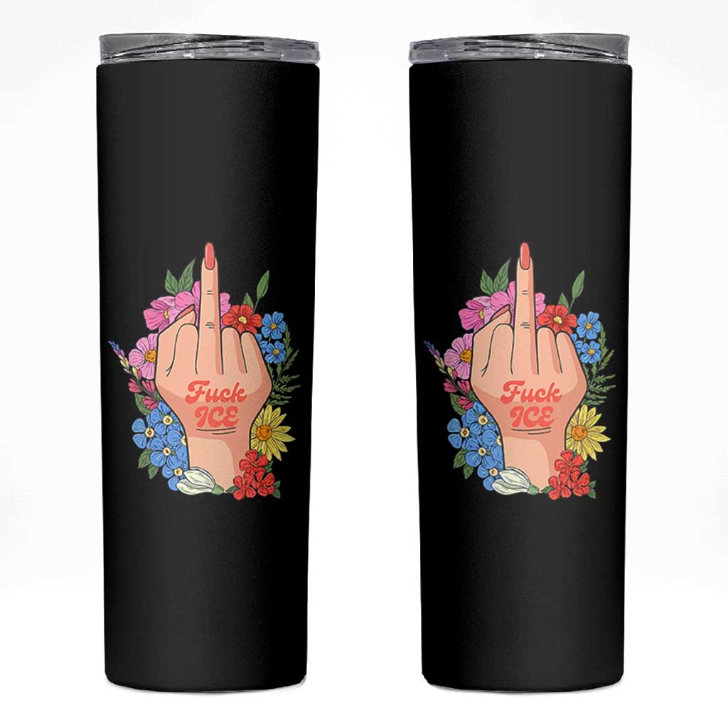 Floral Middle Finger F Ice Skinny Tumbler