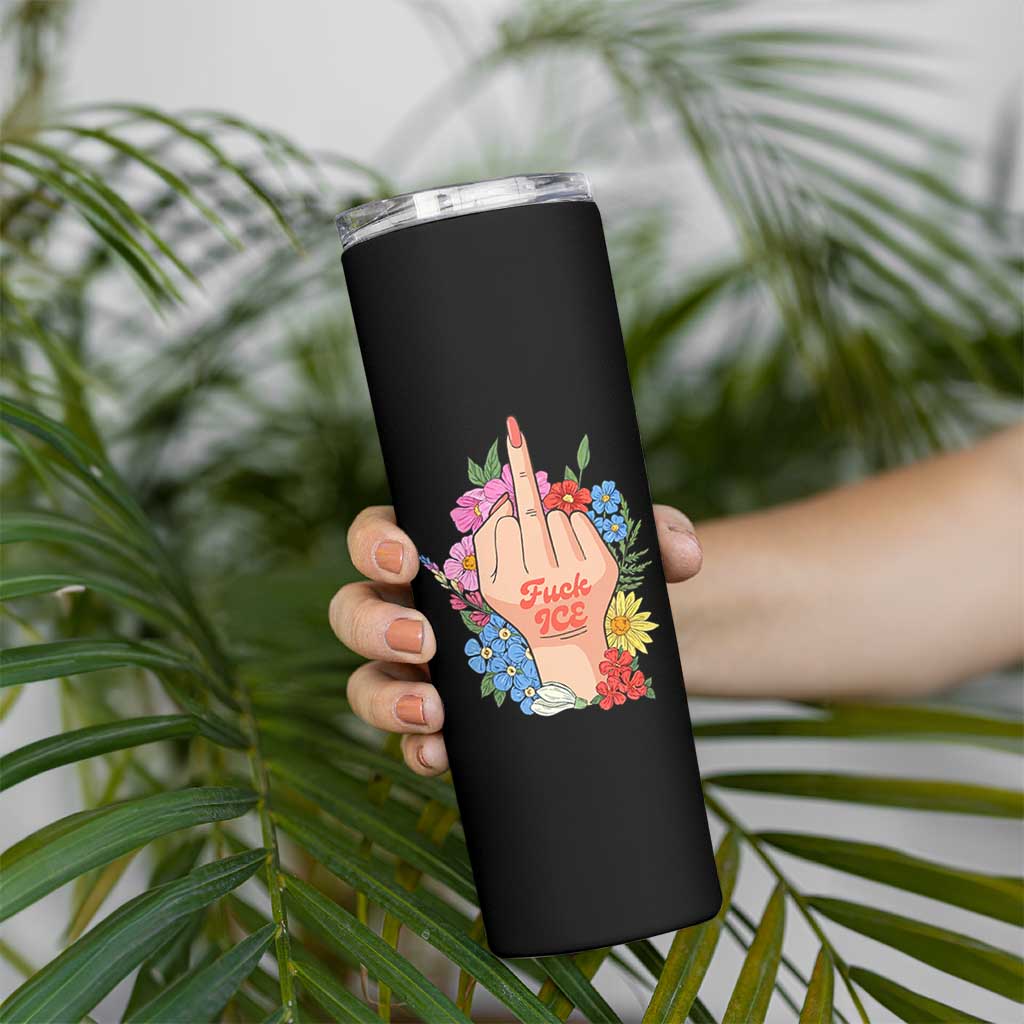 Floral Middle Finger F Ice Skinny Tumbler