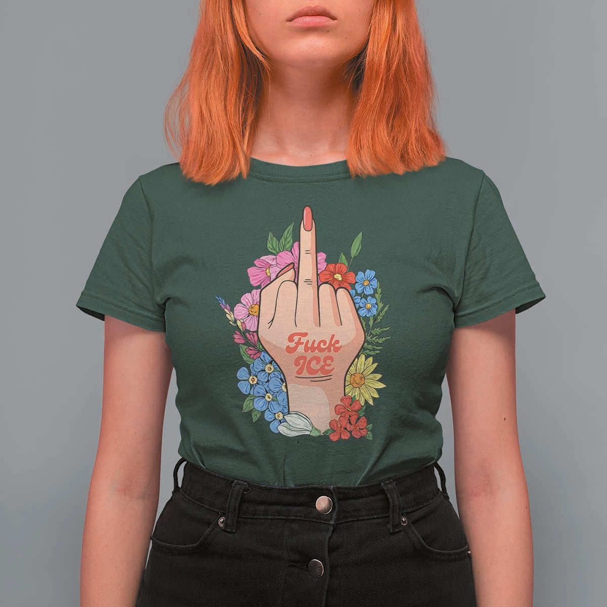 Floral Middle Finger F Ice T Shirt For Women