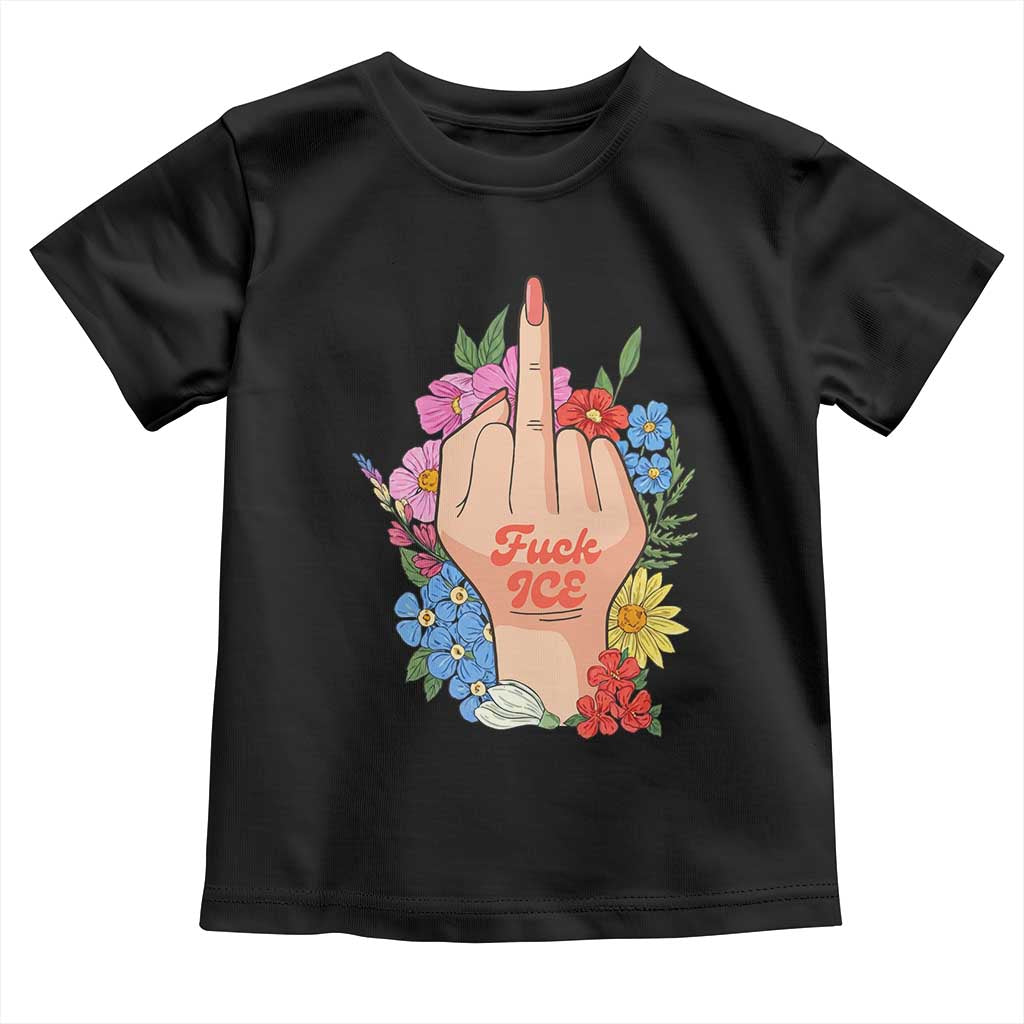 Floral Middle Finger F Ice Toddler T Shirt