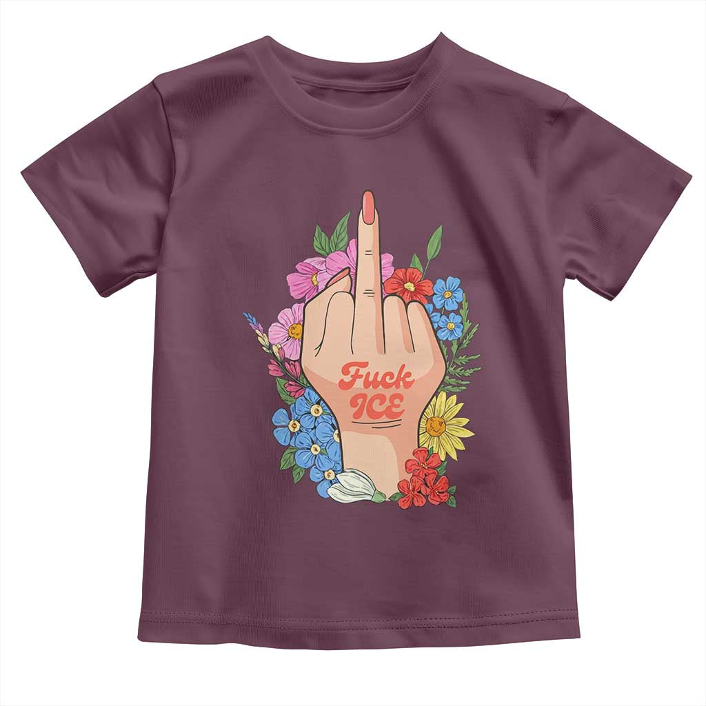Floral Middle Finger F Ice Toddler T Shirt