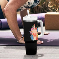 Floral Middle Finger F Ice Tumbler With Handle