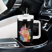 Floral Middle Finger F Ice Tumbler With Handle