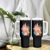 Floral Middle Finger F Ice Tumbler With Handle