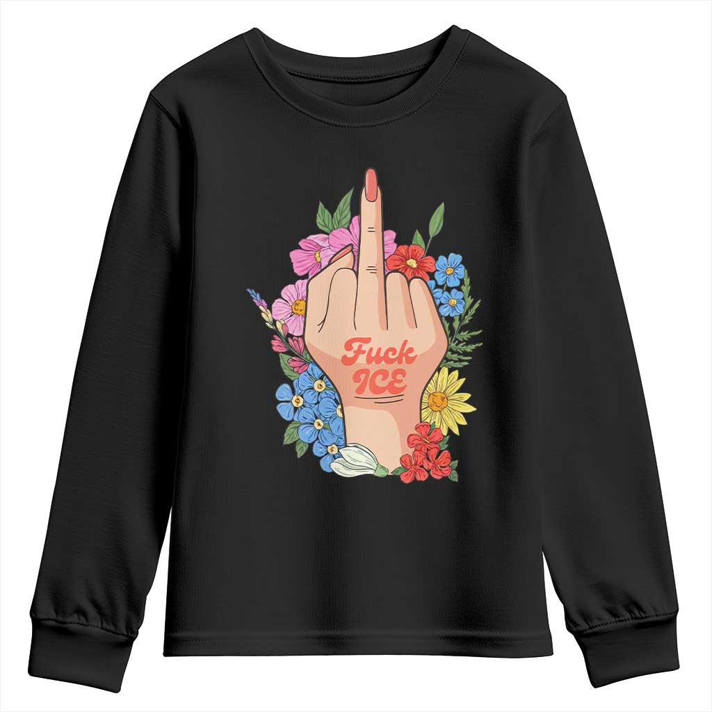 Floral Middle Finger F Ice Youth Sweatshirt