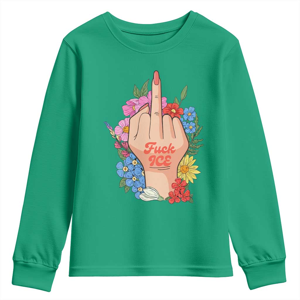 Floral Middle Finger F Ice Youth Sweatshirt