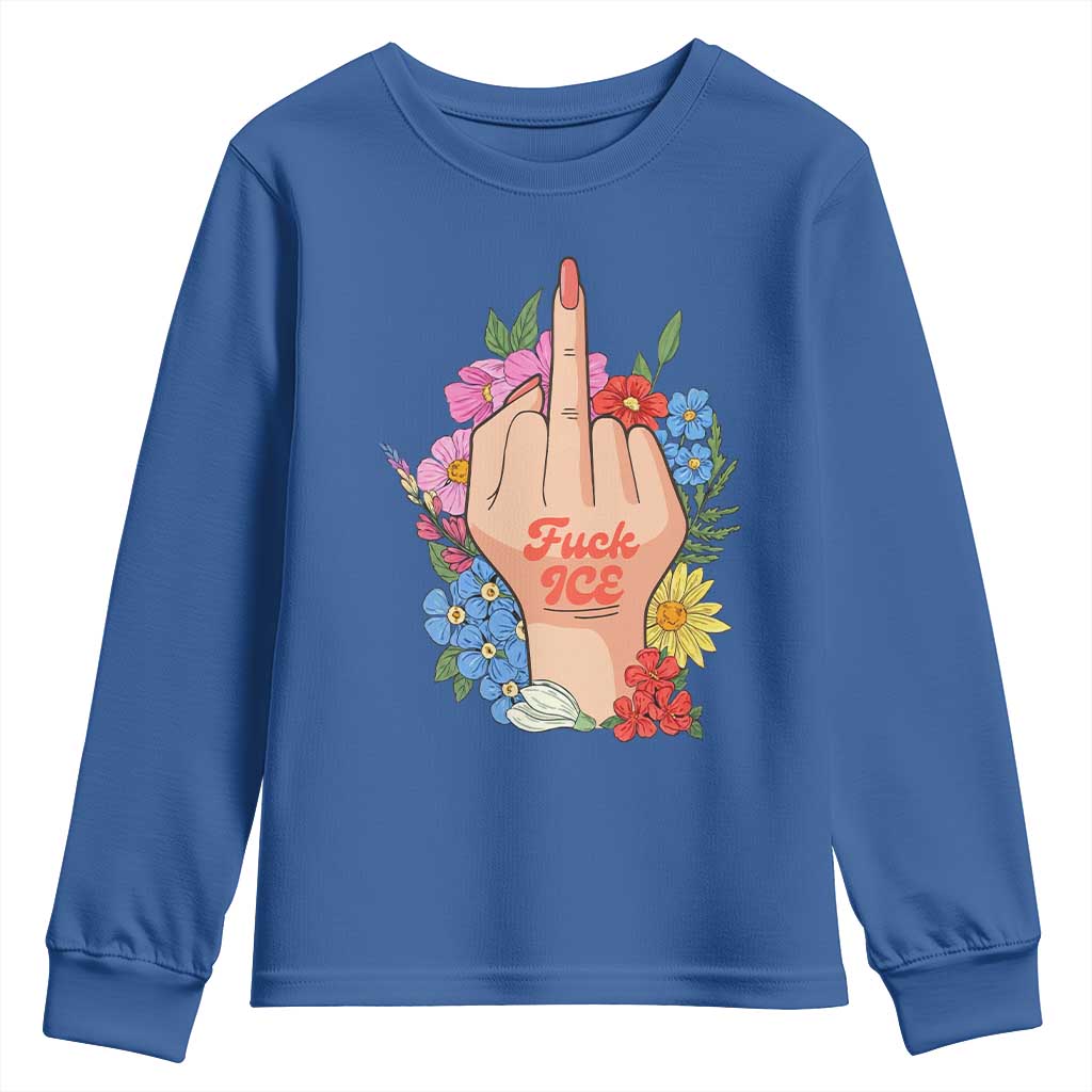 Floral Middle Finger F Ice Youth Sweatshirt