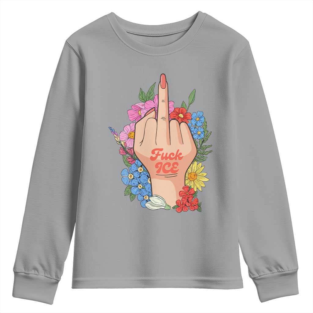Floral Middle Finger F Ice Youth Sweatshirt