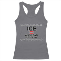 Ice Equals American Gestapo Racerback Tank Top Barbed Wire Protest Political Resistance