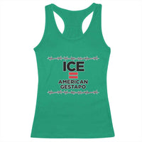 Ice Equals American Gestapo Racerback Tank Top Barbed Wire Protest Political Resistance