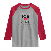 Ice Equals American Gestapo Raglan Shirt Barbed Wire Protest Political Resistance