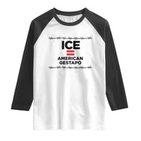 Ice Equals American Gestapo Raglan Shirt Barbed Wire Protest Political Resistance