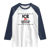 Ice Equals American Gestapo Raglan Shirt Barbed Wire Protest Political Resistance