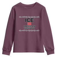 Ice Equals American Gestapo Youth Sweatshirt Barbed Wire Protest Political Resistance