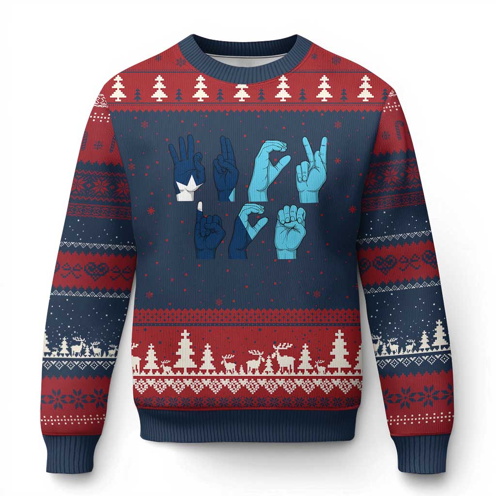 F Ice Out of Minneapolis Hand Signs Ugly Christmas Sweater State Flag Justice Protest Resistance