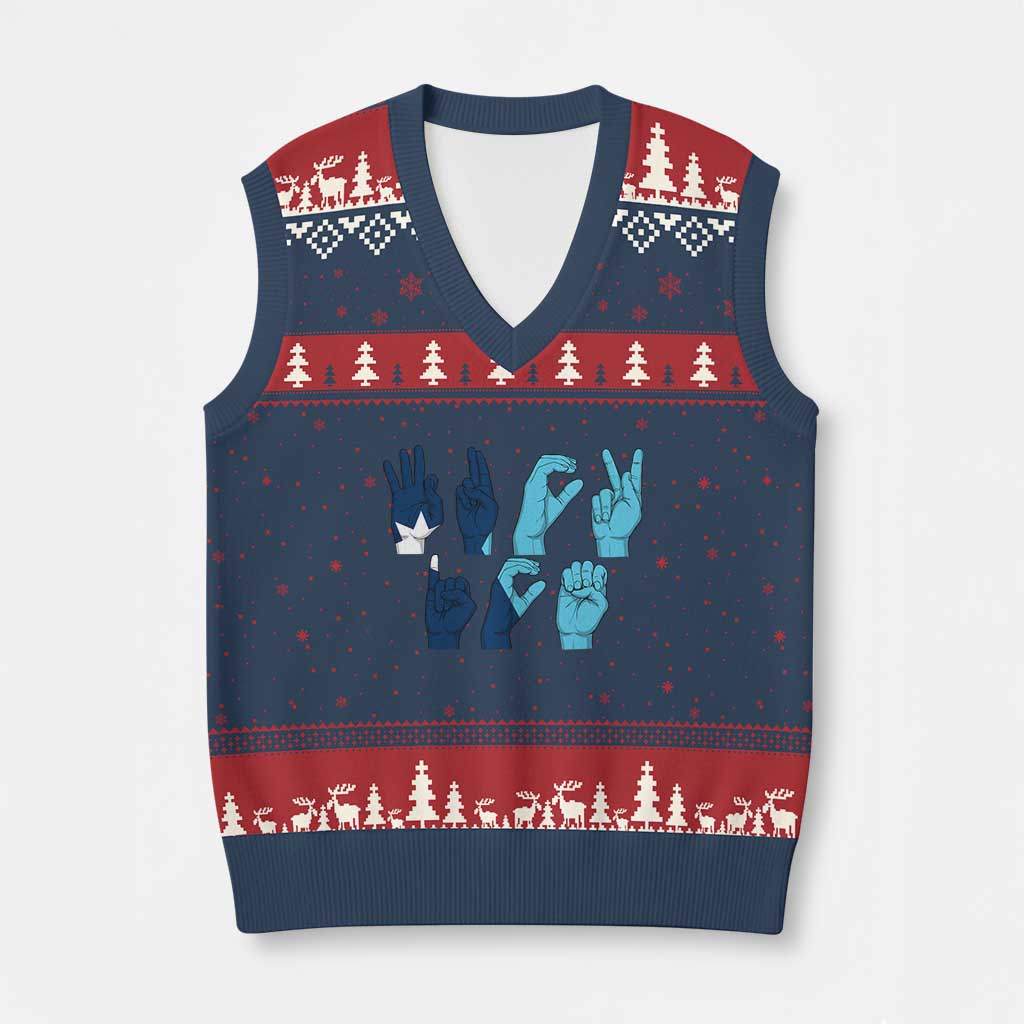 F Ice Out of Minneapolis Hand Signs V-Neck Knit Sweater Vest State Flag Justice Protest Resistance