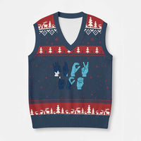 F Ice Out of Minneapolis Hand Signs V-Neck Knit Sweater Vest State Flag Justice Protest Resistance