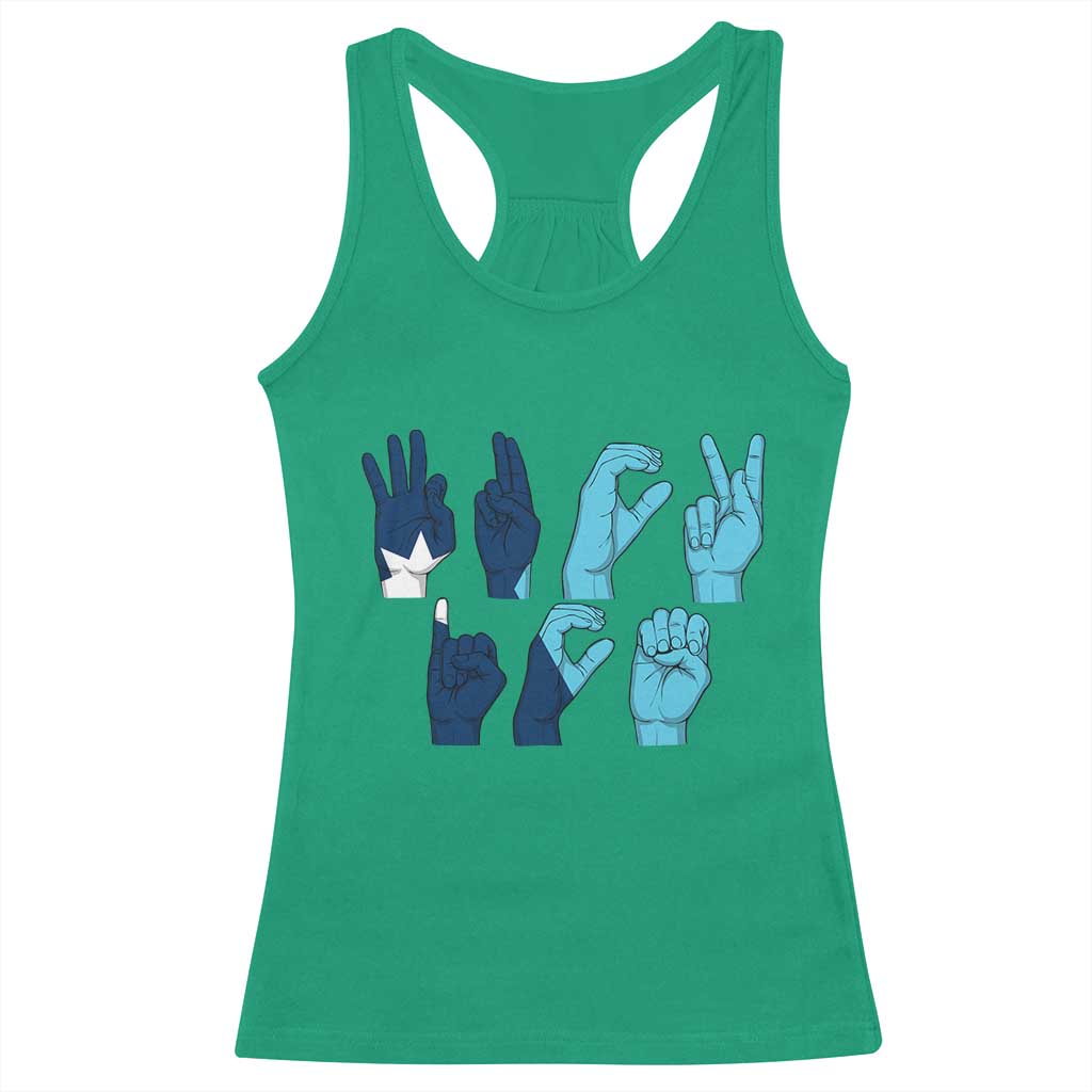 F Ice Out of Minneapolis Hand Signs Racerback Tank Top State Flag Justice Protest Resistance