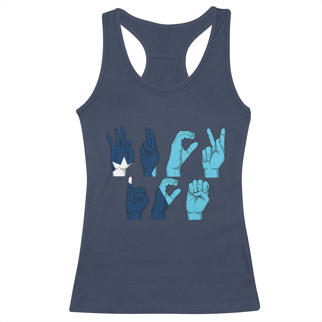 F Ice Out of Minneapolis Hand Signs Racerback Tank Top State Flag Justice Protest Resistance