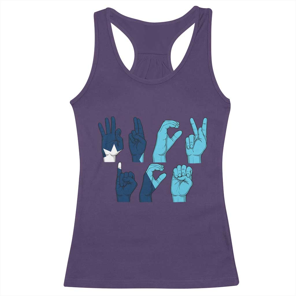 F Ice Out of Minneapolis Hand Signs Racerback Tank Top State Flag Justice Protest Resistance