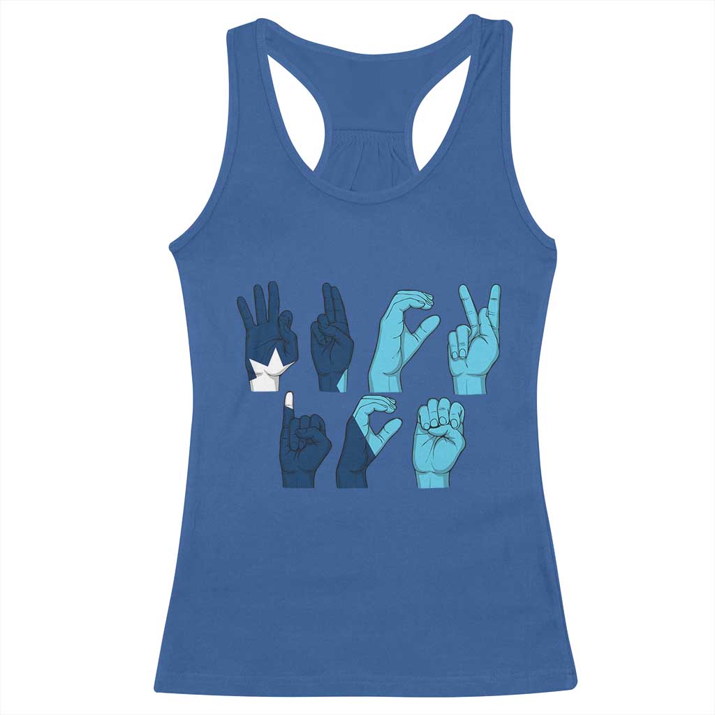 F Ice Out of Minneapolis Hand Signs Racerback Tank Top State Flag Justice Protest Resistance