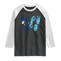 F Ice Out of Minneapolis Hand Signs Raglan Shirt State Flag Justice Protest Resistance