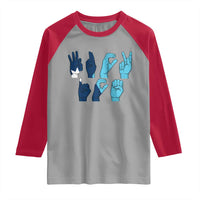 F Ice Out of Minneapolis Hand Signs Raglan Shirt State Flag Justice Protest Resistance