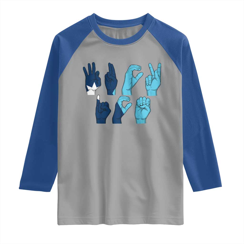F Ice Out of Minneapolis Hand Signs Raglan Shirt State Flag Justice Protest Resistance
