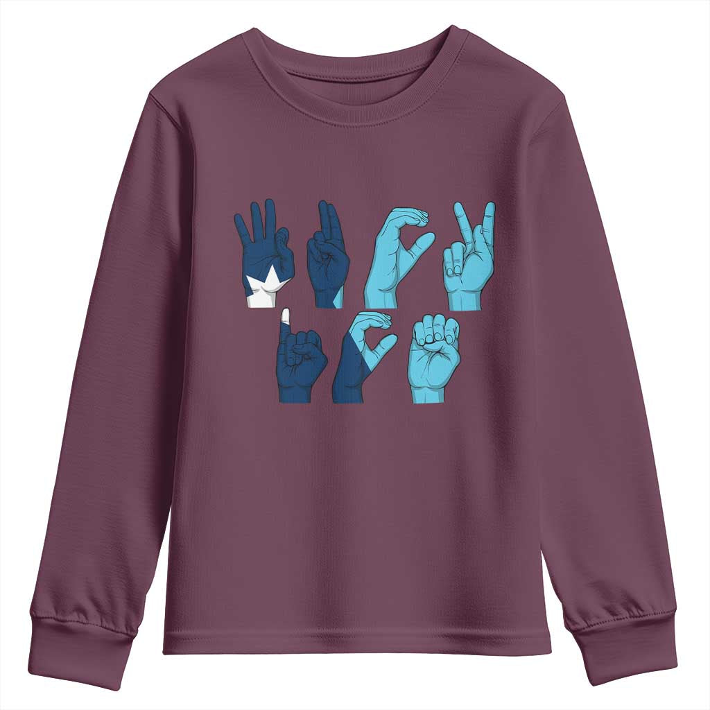 F Ice Out of Minneapolis Hand Signs Youth Sweatshirt State Flag Justice Protest Resistance