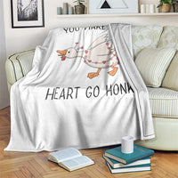 Funny Valentine Goose Throw Blanket You Make My Heart Go Honk Cute Romantic Gift