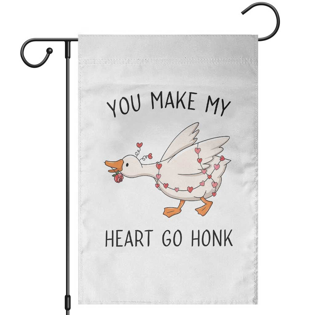 Funny Valentine Goose Garden Flag You Make My Heart Go Honk Cute Romantic Gift