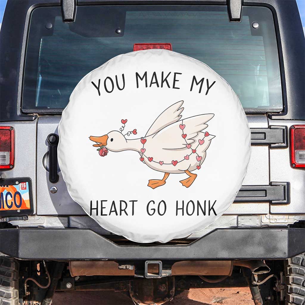 Funny Valentine Goose Spare Tire Cover You Make My Heart Go Honk Cute Romantic Gift