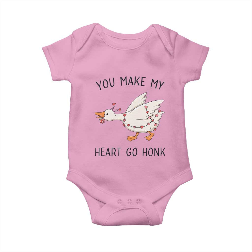 Funny Valentine Goose Baby Onesie You Make My Heart Go Honk Cute Romantic Gift