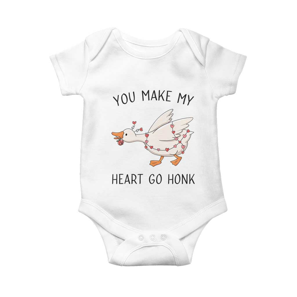 Funny Valentine Goose Baby Onesie You Make My Heart Go Honk Cute Romantic Gift