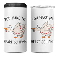 Funny Valentine Goose 4 in 1 Can Cooler Tumbler You Make My Heart Go Honk Cute Romantic Gift