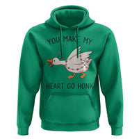 Funny Valentine Goose Hoodie You Make My Heart Go Honk Cute Romantic Gift