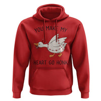 Funny Valentine Goose Hoodie You Make My Heart Go Honk Cute Romantic Gift