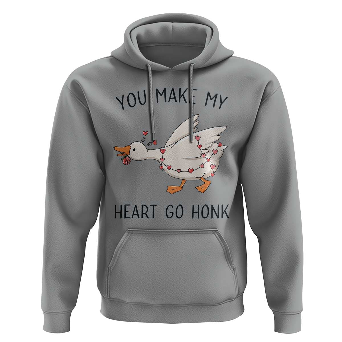 Funny Valentine Goose Hoodie You Make My Heart Go Honk Cute Romantic Gift
