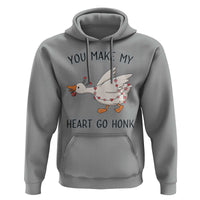 Funny Valentine Goose Hoodie You Make My Heart Go Honk Cute Romantic Gift
