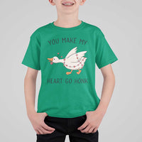 Funny Valentine Goose T Shirt For Kid You Make My Heart Go Honk Cute Romantic Gift