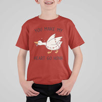Funny Valentine Goose T Shirt For Kid You Make My Heart Go Honk Cute Romantic Gift