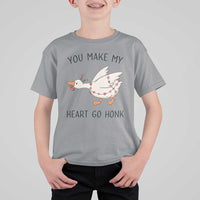 Funny Valentine Goose T Shirt For Kid You Make My Heart Go Honk Cute Romantic Gift