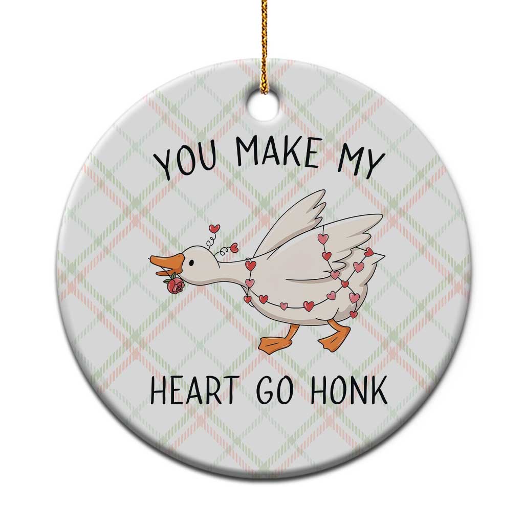 Funny Valentine Goose Ceramic Ornament You Make My Heart Go Honk Cute Romantic Gift